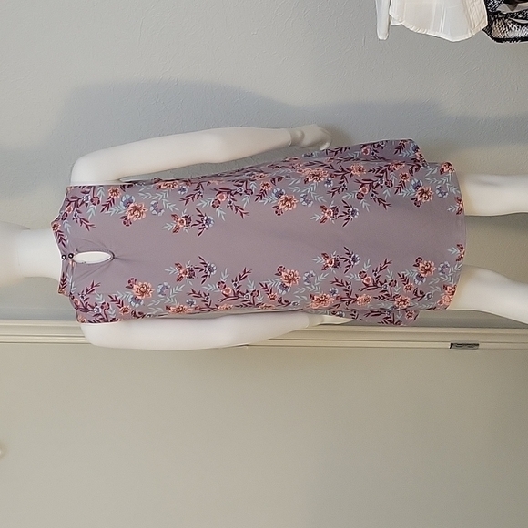 3/$30 MUDD 1990s Mod Lavendar Gray Sleeveless Choker Floral Trapeze Jumper Dress - Picture 6 of 10